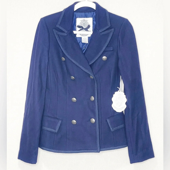 BB Dakota Military Style Wool Blend Jacket Navy Blue‎ Size Medium Peacoat - Picture 1 of 8
